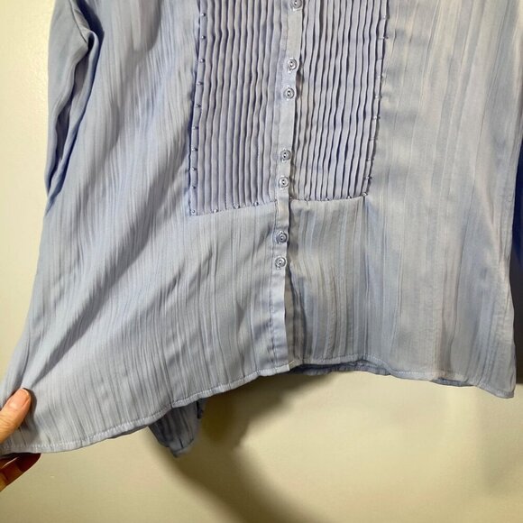 Womens‎ Vintage JG Hook Pleat Bead Front Button Shirt Light Blue 16 Polyester - Picture 6 of 8